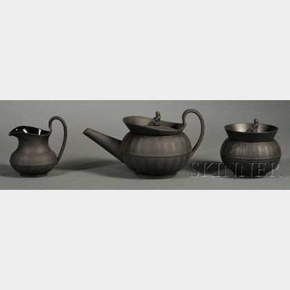 Wedgwood Black Basalt Three-Piece Tea Set
