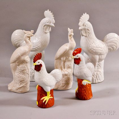 Three Pairs of Asian Porcelain Birds