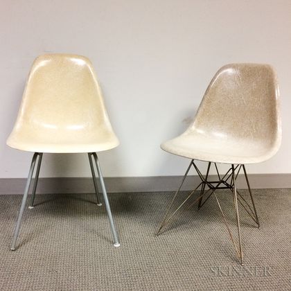 Two Eames for Herman Miller Fiberglass Shell Chairs
