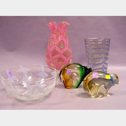 Five Pieces of 20th Century Modern Art Glass