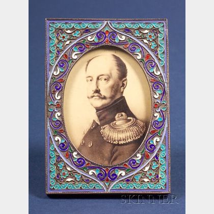Small Peter Carl Faberge Silver Enamel Picture Frame