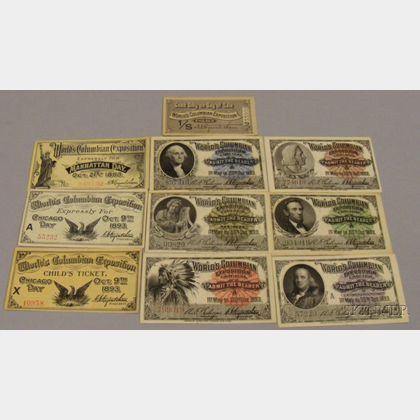 Collection of Ten 1893 World's Columbian Exposition Admission Tickets