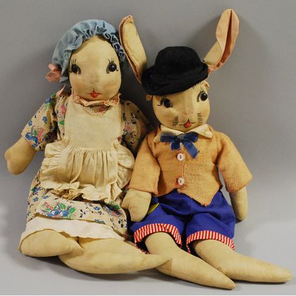 Two Georgene Averill Cloth Character Dolls