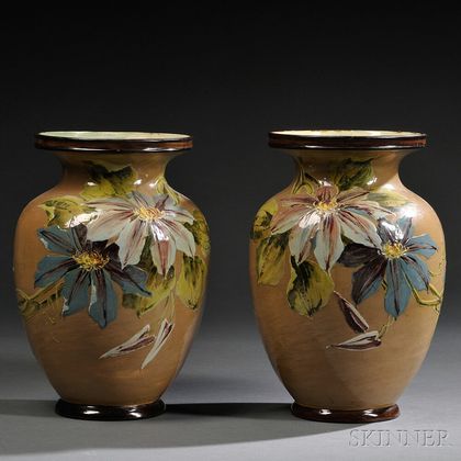 Pair of Doulton Lambeth Impasto Vases