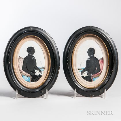 Pair of Portrait Miniatures in Oval Frames