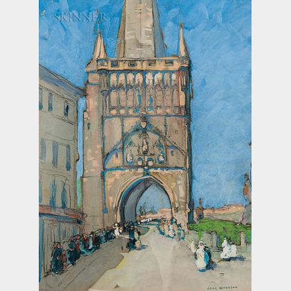 Jane Peterson (American, 1876-1965) Bridge Tower, Prague