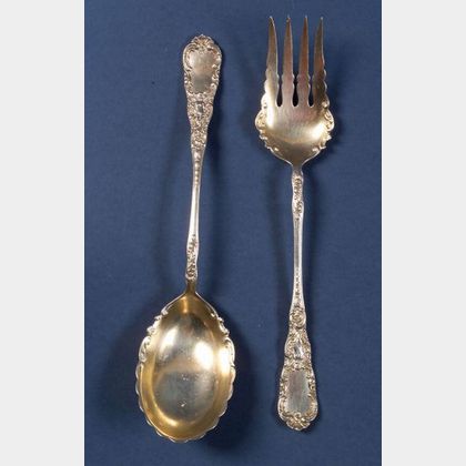 Dominick & Haff Sterling "Cupid" Pattern Serving Fork and Spoon