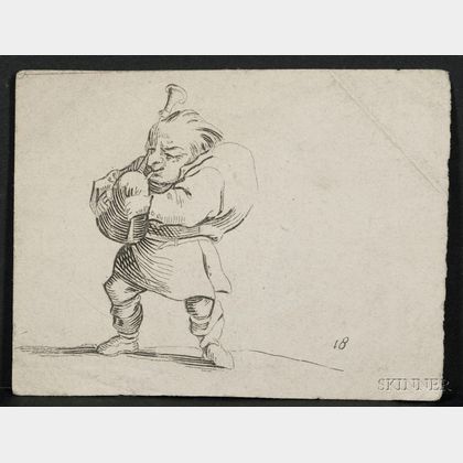 After Jacques Callot (French, 1592-1635) Hunchback with Bagpipe.