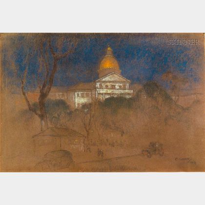 Everett Shinn (American, 1876-1953) Lot of Three Drawings: The State House, Boston
