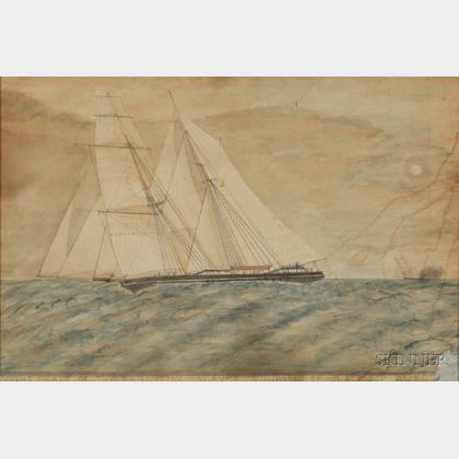 American School, 19th Century Night Chase Of The Brigantine Slaver "Windward" by H.M. Steam-Sloop "Alecto."
