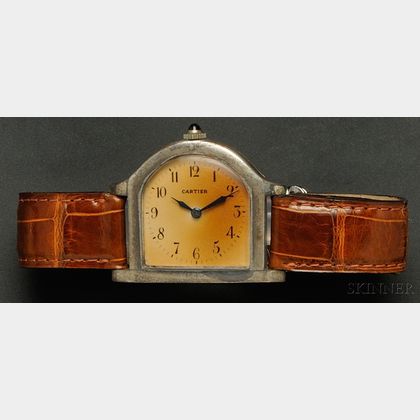 Sterling Silver "Cloche" Wristwatch, Cartier
