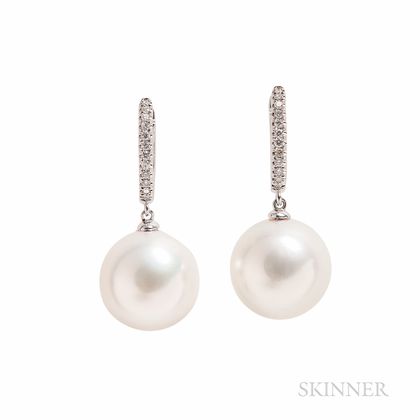 14kt White Gold and South Sea Pearl Earrings