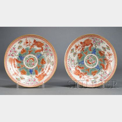 Pair of Iron-red Enameled Dishes