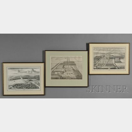 Three Framed Engravings After L. Knuff and Johannes Kip