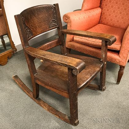 Carved Oak Armed Rocking Chair