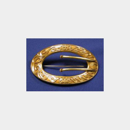 Art Nouveau 14kt Gold Buckle Pin