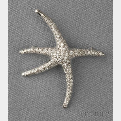 Platinum and Diamond Starfish Brooch, Tiffany & Co.