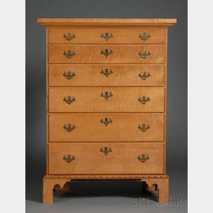Tiger Maple Tall Chest of Drawers