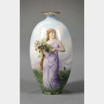 American "Art School" Handpainted Porcelain Vase