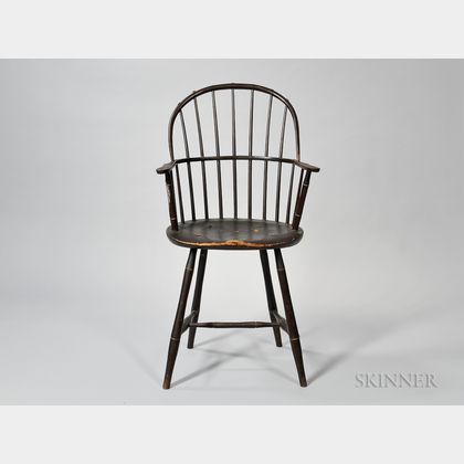 Tall Dark Red-painted Sack-back Windsor Armchair