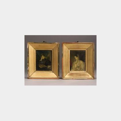 Two Framed Portrait Miniatures on Ivory of Ladies in Costume
