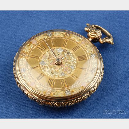 Antique 18kt Tri-color Gold Open Face Pocket Watch, F. Samuels, Liverpool
