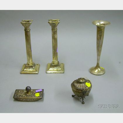 Five Sterling Silver and Silver Plated Table and Desk Items
