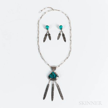 Contemporary Navajo Necklace and Earrings