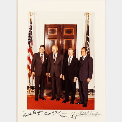 American Presidents: Ronald Reagan (1911-2004); Gerald R. Ford (1913-2006); Jimmy Carter (b. 1924); and Richard Nixon (1913-1994),Sign
