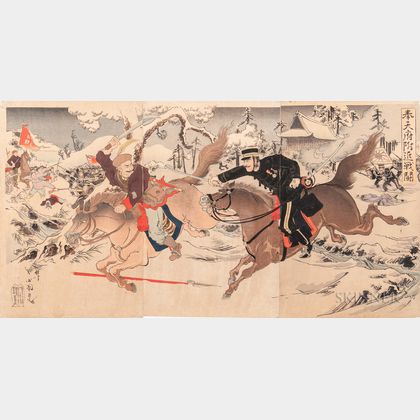 Utagawa Kokunimasa (1874-1944) Triptych Woodblock Print