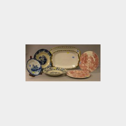 Pair of Limoges Porcelain Platters and Five Assorted Ceramic Plates