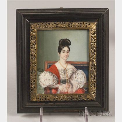 Portrait Miniature on Ivory of an Elegant Lady