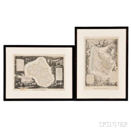 After Victor Levasseur (French, 1800-1870) Two Framed Maps: Department de L'Aveyron