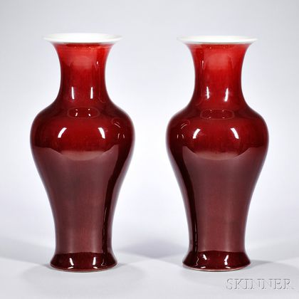 Pair of Oxblood-glazed Vases