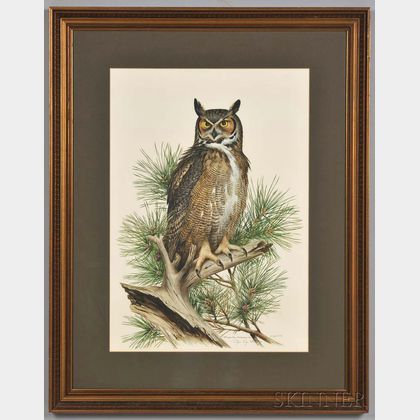 Peterson, Roger Tory (1908-1996) Great Horned Owl , Signed Limited Edition.
