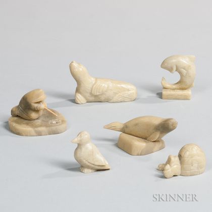 Six Carved Soapstone Figures