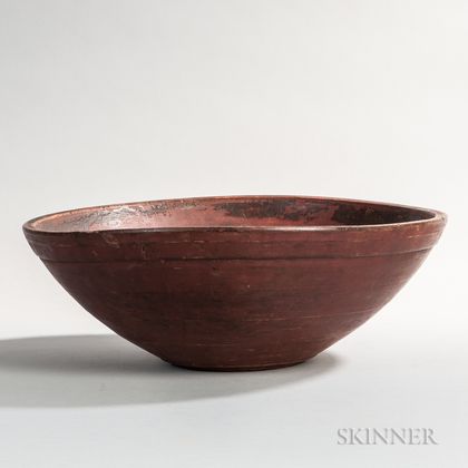Red-painted Turned Maple Bowl