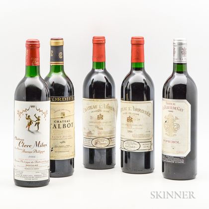 Mixed Bordeaux 1986, 5 bottles 