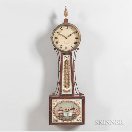 "Lemuel Curtis" Reeded-front Patent Timepiece or "Banjo" Clock