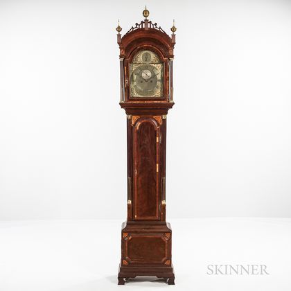 Inlaid Mahogany Ellicott Signed Longcase Clock