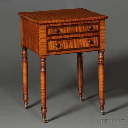 Classical Tiger Maple Two-drawer Stand