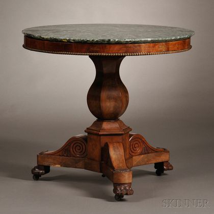 George IV/William IV Mahogany-veneer Marble-top Center Table