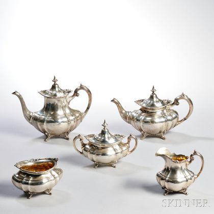 Five-piece Reed & Barton Hampton Court Pattern Sterling Silver Tea and and Coffee Service
