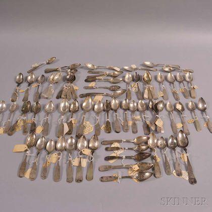 Large Group of Coin Silver Teaspoons