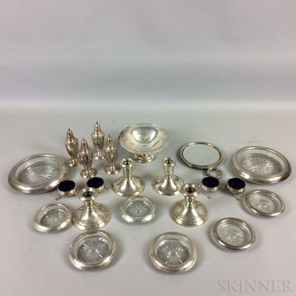 Group of Weighted Sterling Silver and Glass Tableware