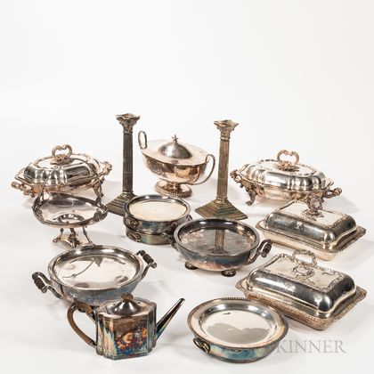 Approximately Fourteen Pieces of Silver-plated Serving Ware
