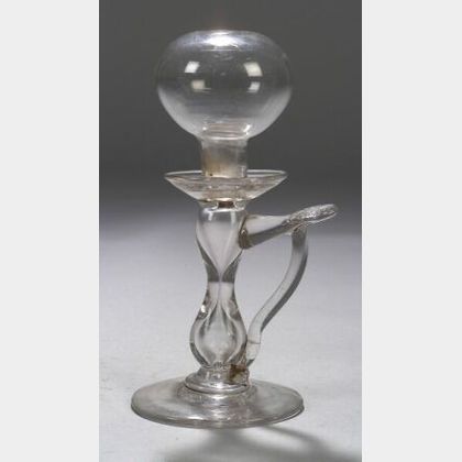 Colorless Free-blown Glass Tavern Hand Lamp