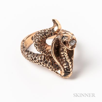 14kt Gold and Diamond Cobra Ring