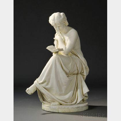 Italian School, 19th Century Marble Sculpture of Woman Reading