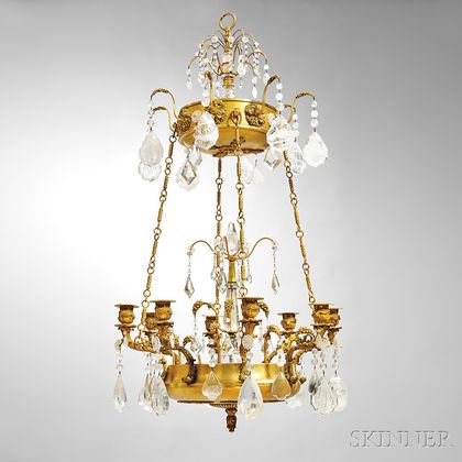 Louis XVI-style Gilt-bronze and Rock Crystal Eight-light Chandelier
